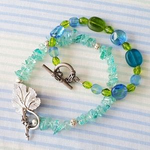 Tranquil Blue Glass Hand beaded Toggle Bracelets